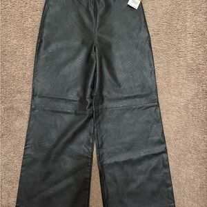 Karen Kane Black Faux Leather Wide Leg Pants